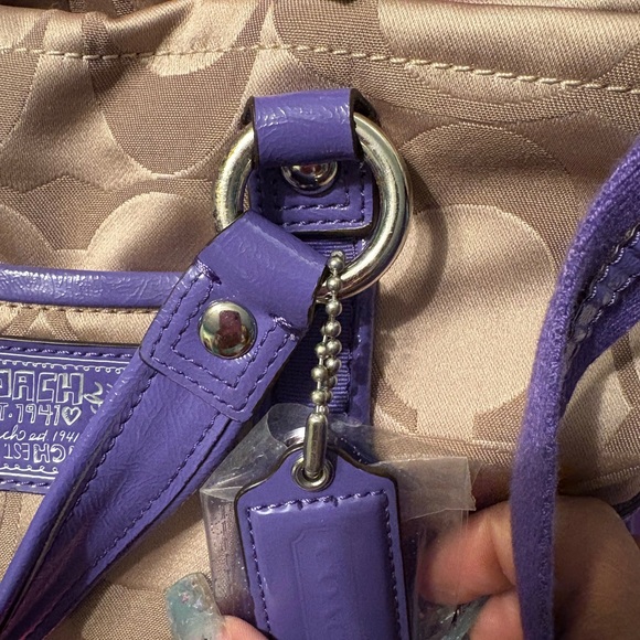 Coach Poppy Tan and Purple Shoulder Bag - Picture 6 of 16